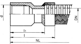 Verschraubung AE408 | Maßzeichnung